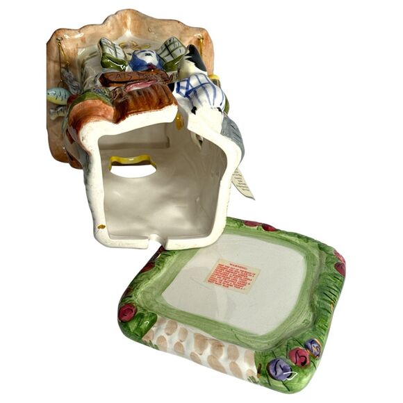 Cobblestone Village Cat’s House Ceramic Candle Holder Cottage Tealight w/ Tag - Picture 5 of 8